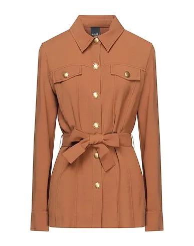 Brown Crêpe Solid color shirts & blouses