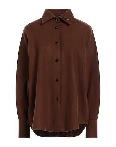 Brown Flannel Solid color shirts & blouses