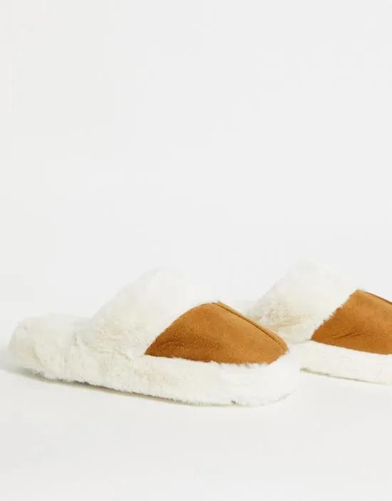 brown flatform slippers