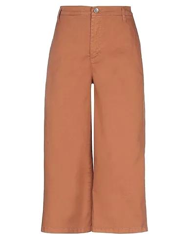 Brown Gabardine Cropped pants & culottes