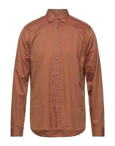Brown Gabardine Solid color shirt