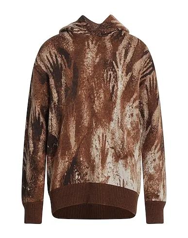 Brown Knitted Hooded sweatshirt