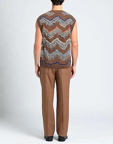 Brown Knitted Sleeveless sweater