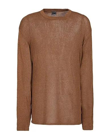 Brown Knitted Sweater COTTON BLEND SEE THOUGH SWEATER
