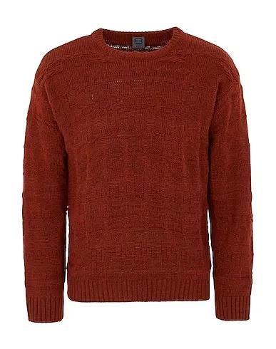 Brown Knitted Sweater GEOMETRICAL JACQUARD CREW NECK
