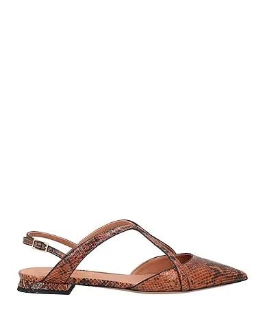 Brown Leather Ballet flats