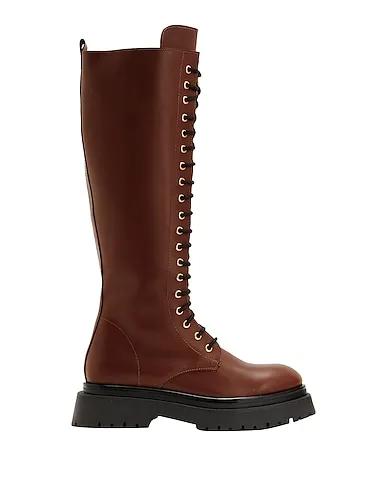 Brown Leather Boots LEATHER LACE-UP TALL BOOTS