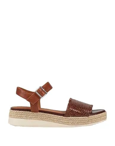 Brown Leather Espadrilles