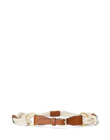 Brown Leather LEATHER-TRIM ROPE SKINNY BELT
