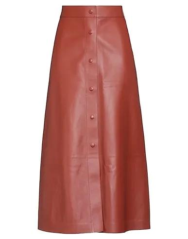 Brown Leather Midi skirt