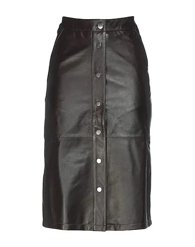 Brown Leather Midi skirt LARA SKIRT