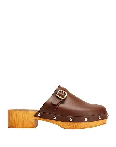 Brown Leather Mules and clogs EMBELLISHED LEATHER CLOGS
