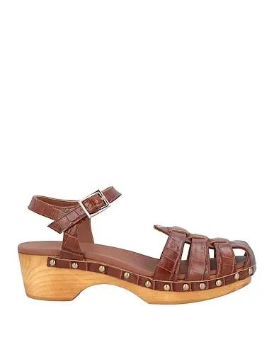 Brown Leather Mules and clogs
