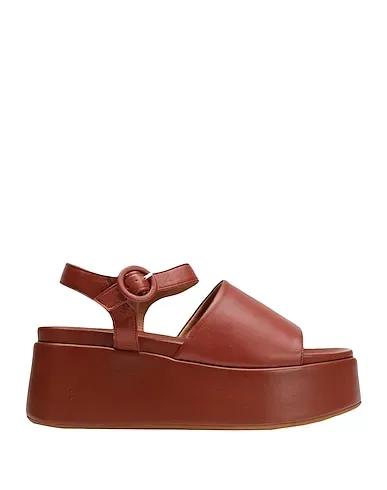 Brown Leather Sandals LEATHER PLATFORM WEDGE
