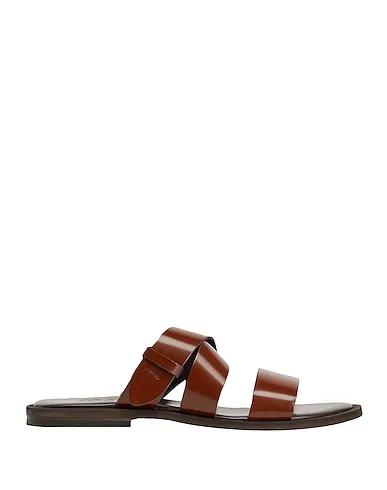 Brown Leather Sandals POLISH LEATHER CROSS-STRAP SANDAL