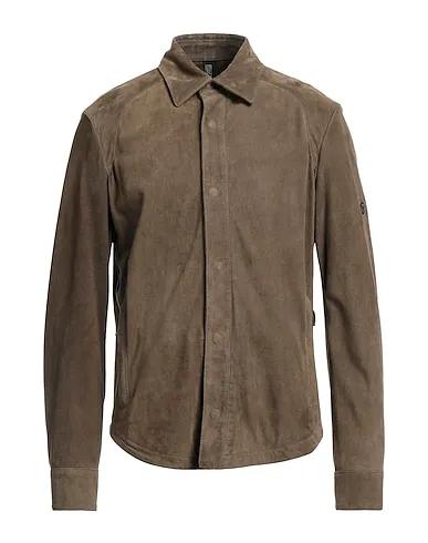 Brown Leather Solid color shirt
