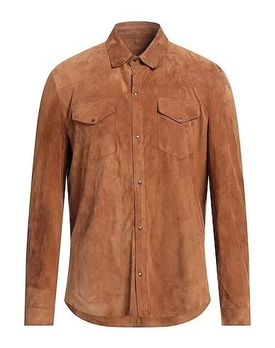 Brown Leather Solid color shirt