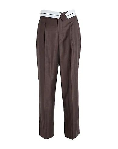 Brown Plain weave Casual pants