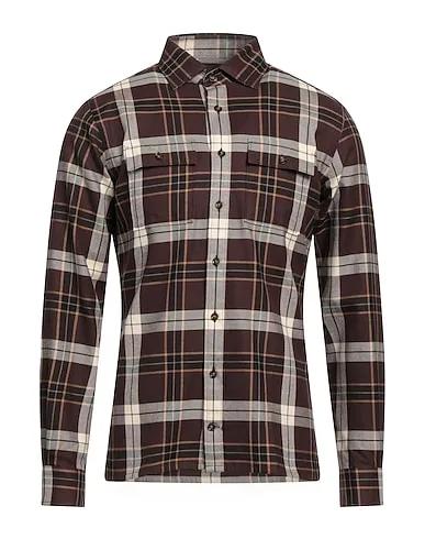Brown Plain weave Checked shirt
