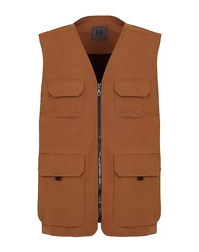 Brown Plain weave Jacket COTTON UTILITY VEST
