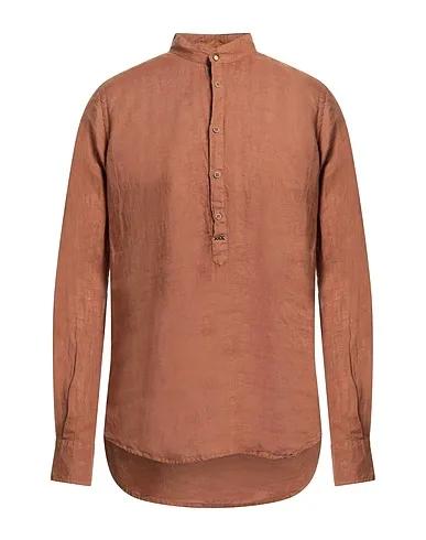 Brown Plain weave Linen shirt