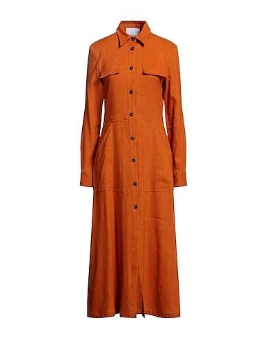 Brown Plain weave Long dress