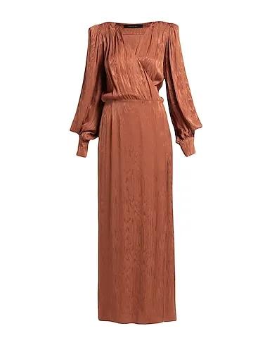 Brown Plain weave Long dress
