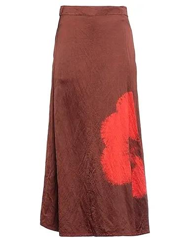 Brown Plain weave Maxi Skirts