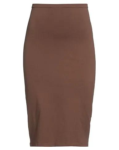Brown Plain weave Midi skirt