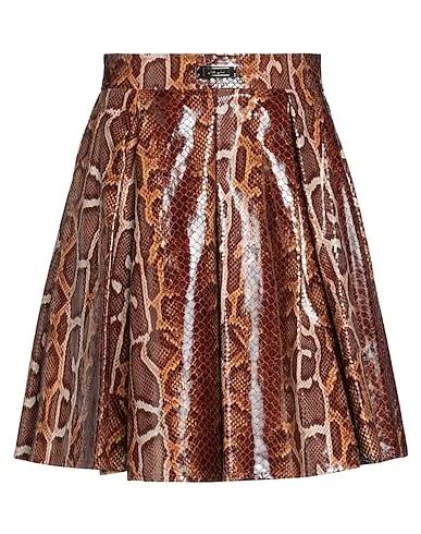 Brown Plain weave Mini skirt