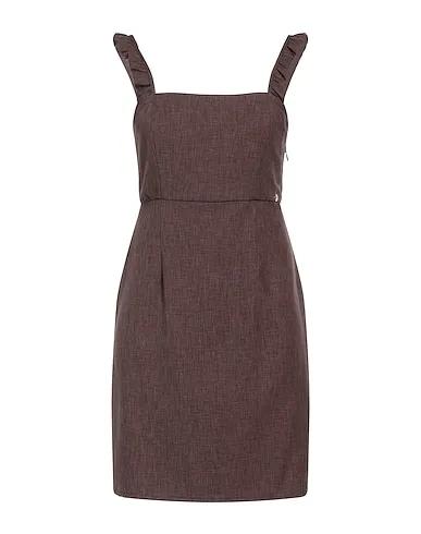 Brown Plain weave Short dress