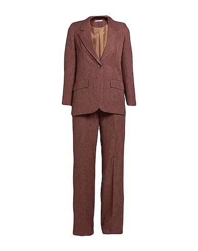 Brown Plain weave Suit