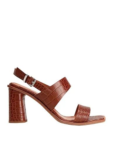Brown Sandals PRINTED CROC LEATHER SQUARE TOE SANDAL
