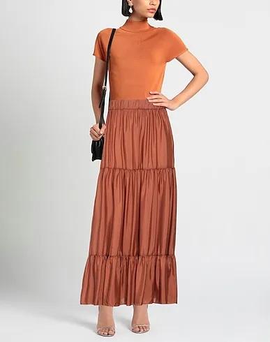 Brown Satin Maxi Skirts
