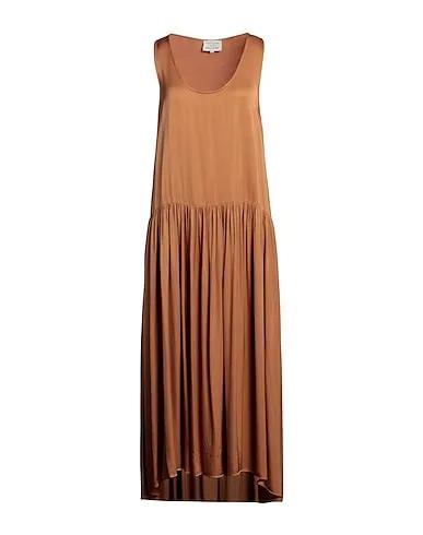 Brown Satin Midi dress