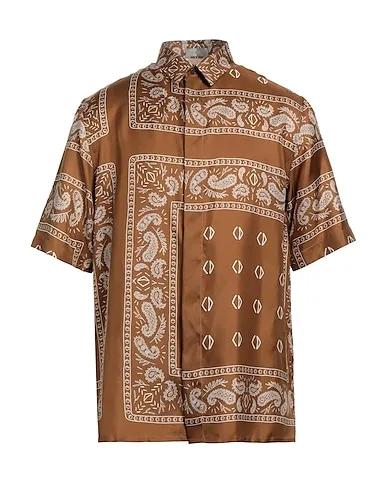 Brown Satin Patterned shirt
