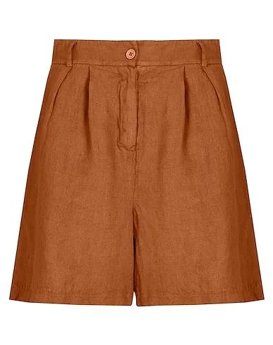 Brown Shorts & Bermuda LINEN HIGH-WAIST PLEATED BERMUDA
