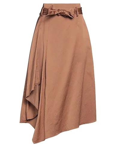 Brown Silk shantung Midi skirt