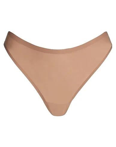 Brown Synthetic fabric Thongs