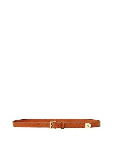 Brown Thin belt LOGO-TIP PEBBLED LEATHER BELT

