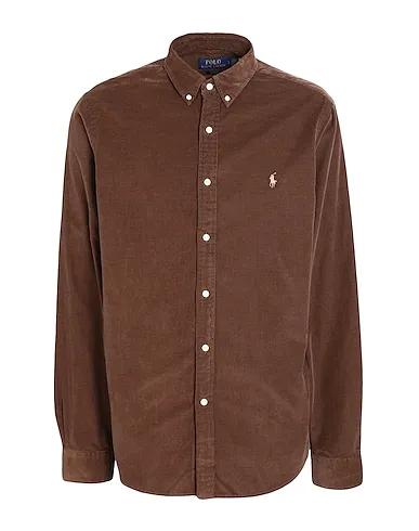 Brown Velvet Solid color shirt SLIM FIT CORDUROY SHIRT
