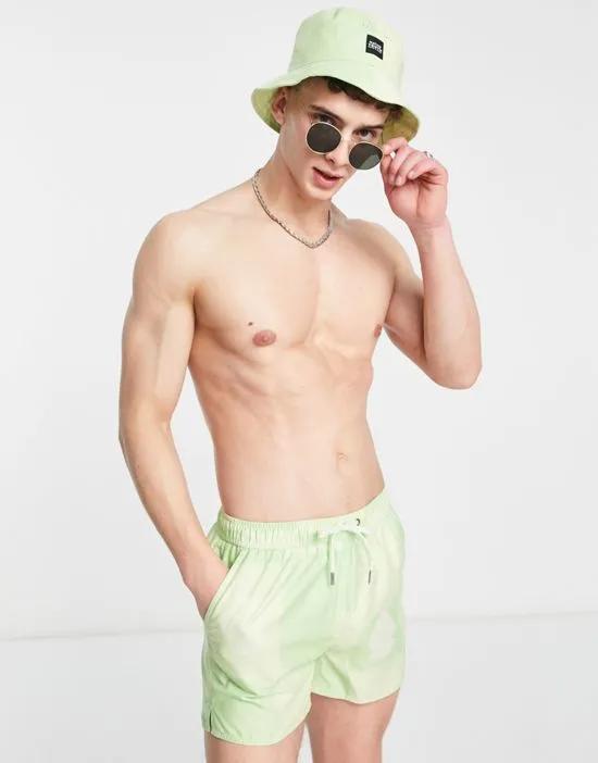 bucket hat and swim shorts in green checkerboard - part of a set