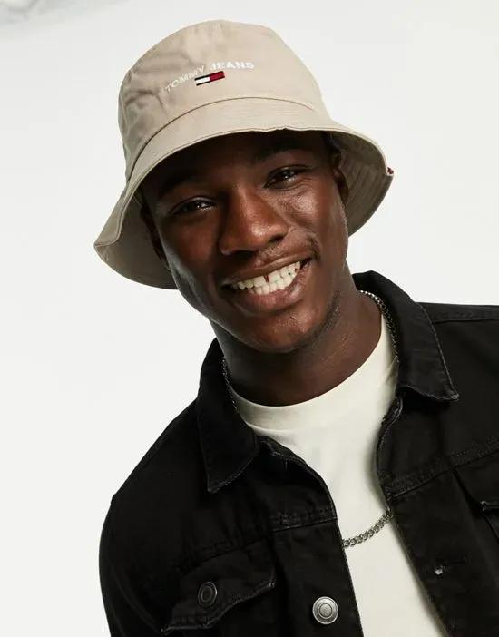 bucket hat with logo in tan