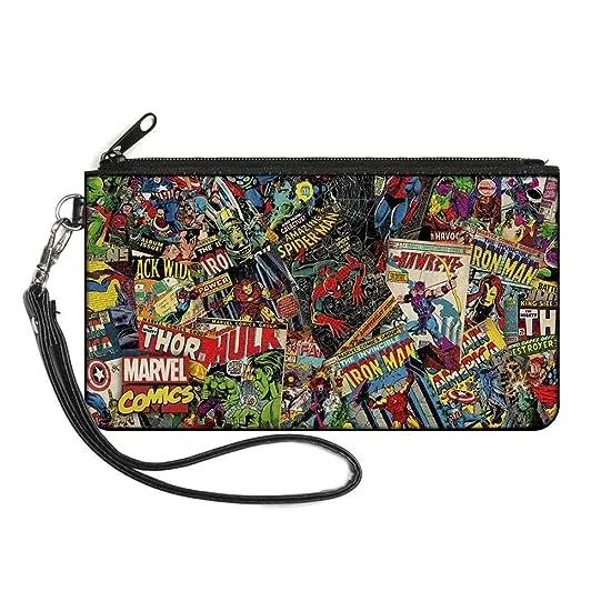 Buckle-Down Zip Wallet Marvel Comics Large Accessory, Avengers, 8" x 5"