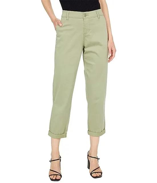 Buddy Trouser Pants with Rolled Cuff in Oil Green