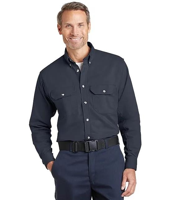 Bulwark Men's Flame Resistant 7 Oz Cotton/Nylon ComforTouch Button Collar Uniform Shirt