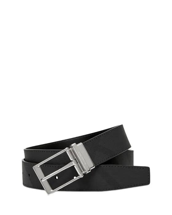 Burberry Reversible Charcoal Check & Leather Belt