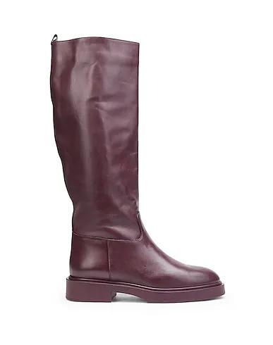 Burgundy Boots LEATHER ALMOND-TOE HIGH BOOT
