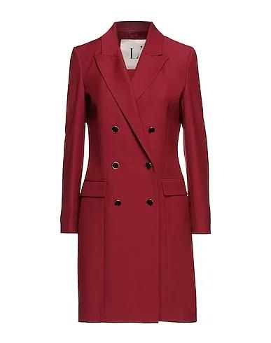 Burgundy Cool wool Double breasted pea coat