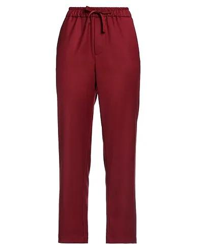 Burgundy Cotton twill Casual pants